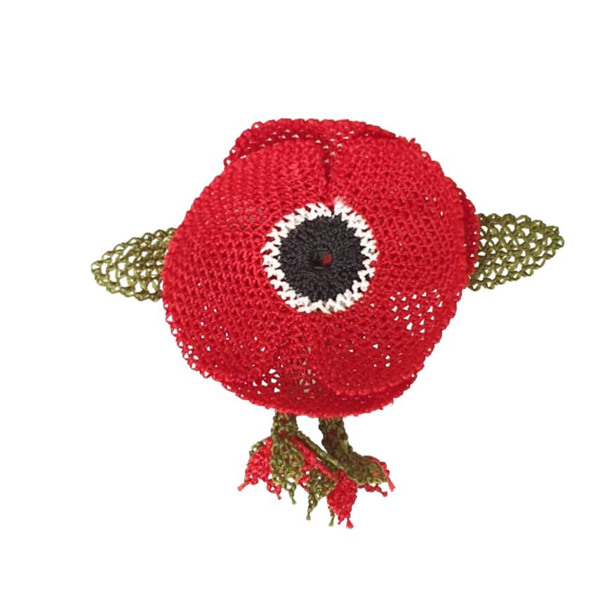 Broş İğne Oyası Yaka İğnesi Gelincikli Elişi İğne Oyası   - 1