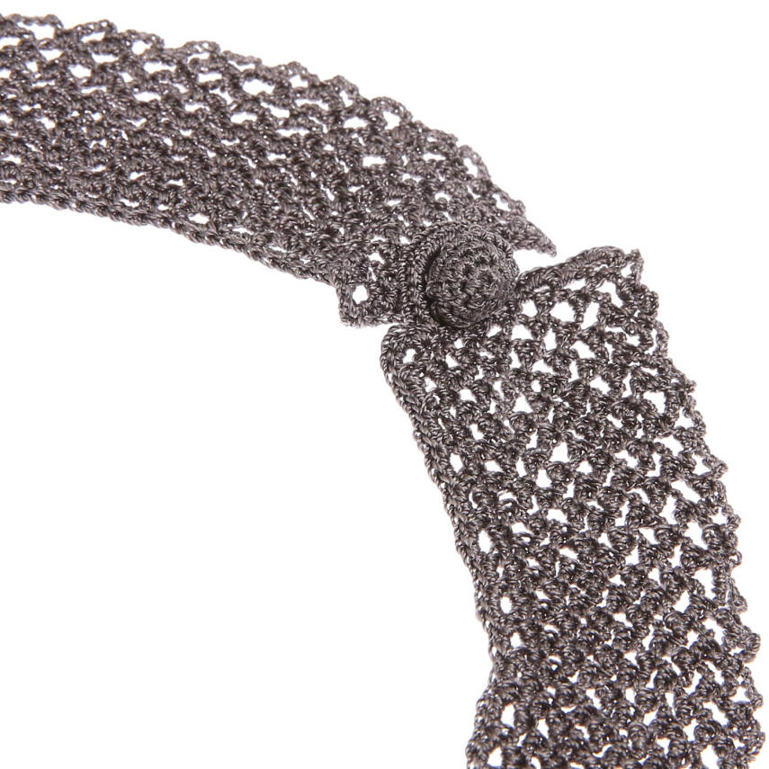 Kolye Gelincik Çiçekli Tasma Kolye Elişi Tığ Oyası 35-40 Cm Fuşya-Füme - 4