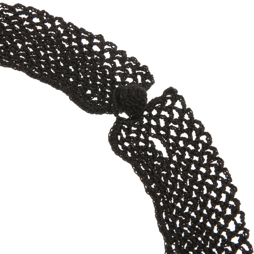 Kolye Gelincik Çiçekli Tasma Kolye Elişi Tığ Oyası 35-40 Cm Kırmızı-Siyah - 4