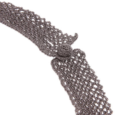 Kolye Gelincik Çiçekli Tasma Kolye Elişi Tığ Oyası 35-40 Cm Pembe-Füme - 4