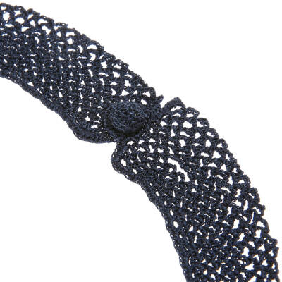 Kolye Gelincik Çiçekli Tasma Kolye Elişi Tığ Oyası 35-40 Cm Sarı-Lacivert - 4