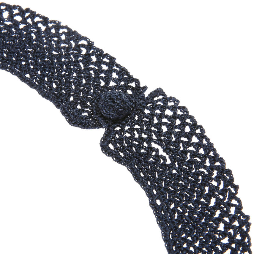 Kolye Gelincik Çiçekli Tasma Kolye Elişi Tığ Oyası 35-40 Cm Sarı-Lacivert - 4