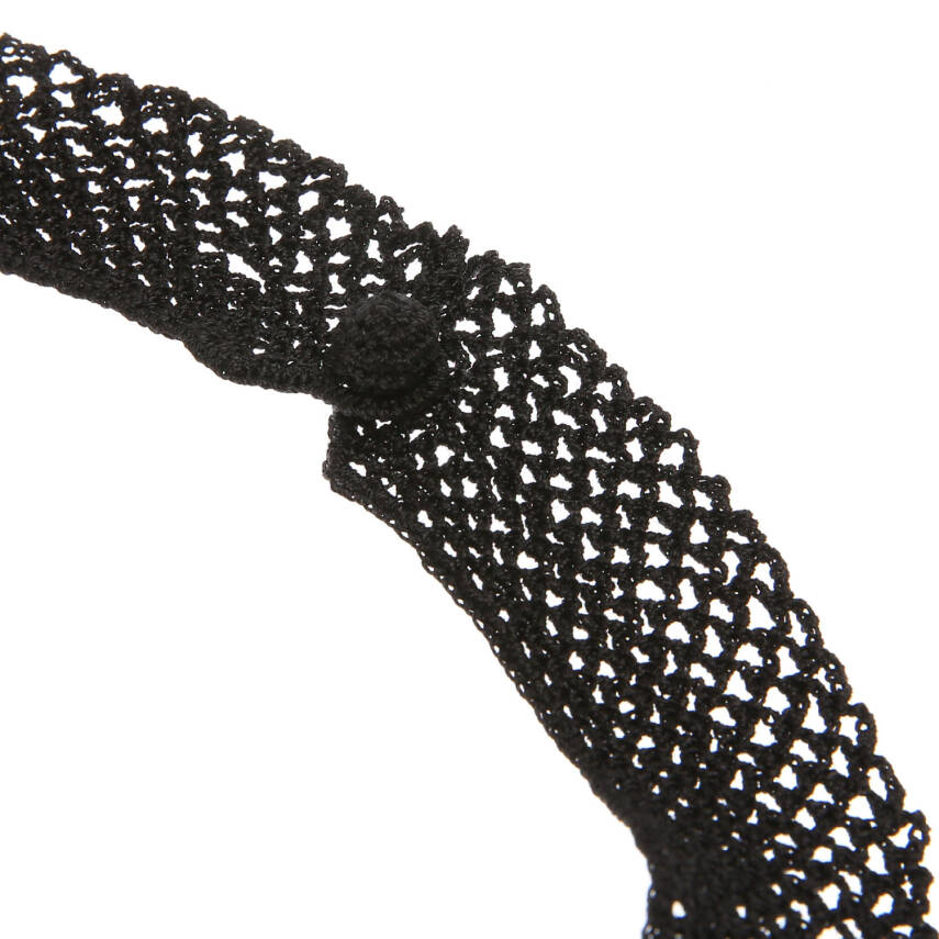 Kolye Gelincik Çiçekli Tasma Kolye Elişi Tığ Oyası 35-40 Cm Sarı-Siyah - 4