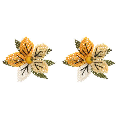 Küpe Mini Çiçek Küpe Elişi İğne Oyası   Cm Sarı