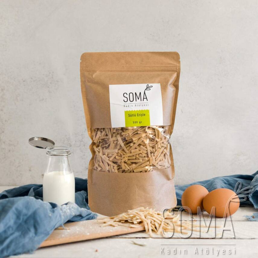 Makarna Sütlü Erişte Katkısız El Yapımı Köy Yumurtalı 500 Gr - 2
