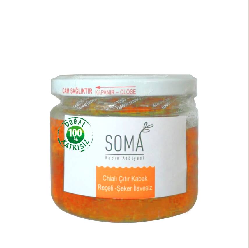 Reçel Şekersiz Çıtır Kabak Reçeli Chialı Şeker İlavesiz Katkısız Ev Yapımı 300 Gr - 1