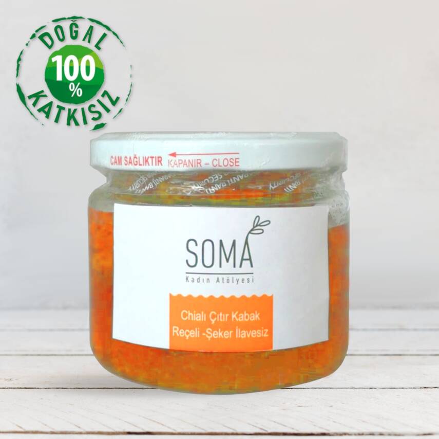 Reçel Şekersiz Çıtır Kabak Reçeli Chialı Şeker İlavesiz Katkısız Ev Yapımı 300 Gr - 2