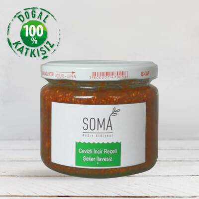 Reçel Şekersiz İncir Reçeli Cevizli Şeker İlavesiz Katkısız Ev Yapımı 300 Gr - 2