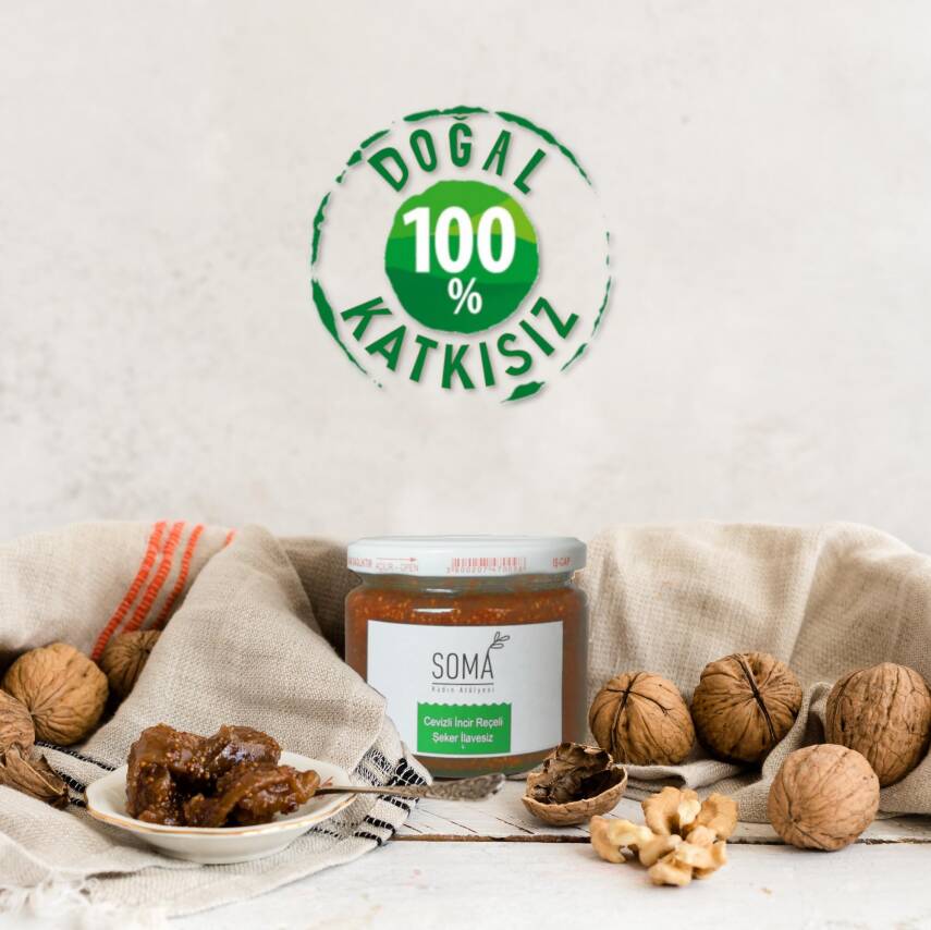 Reçel Şekersiz İncir Reçeli Cevizli Şeker İlavesiz Katkısız Ev Yapımı 300 Gr - 3
